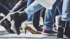 Footwear walking on street 